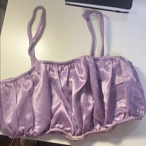 PURPLE SHINY CROP TOP